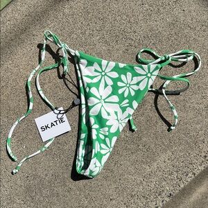 SKATIE Green and White Floral Bikini Bottom